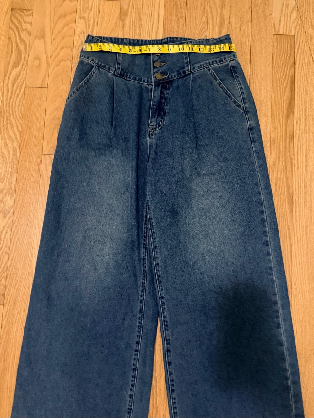 CIDER High Rise Wide Leg Jeans Size 30 Blue Denim Button Front Like New - Picture 12 of 13